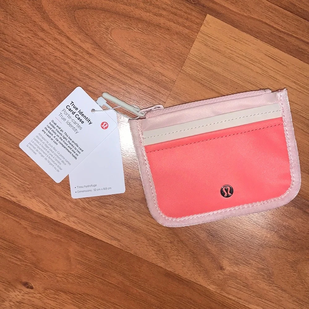 NWT Lululemon Athletica True Identity Card Case Pink Mist/White Opal/Rspbry Crm